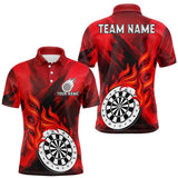 Maxcorners Custom Red Flaming White Dartboard Dart Polo Shirt For Men Outfits Dart Jerseys LM0910