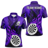 Maxcorners Custom Purple Flaming White Dartboard Dart Polo Shirt For Men Outfits Dart Jerseys LM0910