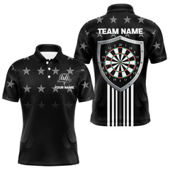 Maxcorners Black & Red US Flag Dartboard - Men's Patriotic Darts Shirt - Custom Name For Players TU1906
