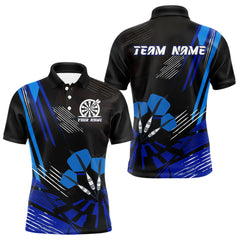 Maxcorners Blue Dart Arrows Grunge Dartboard Men's Darts Shirt - Custom Name For Players LM2206