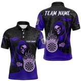 Maxcorners Custom Purple Grim Reaper Flame Dartboard Dart Polo Jerseys For Men Dart Shirt Gifts TU1410
