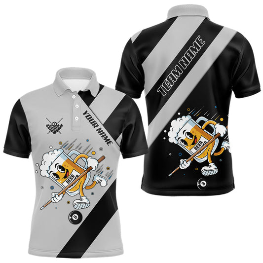 Maxcorners Black Grey Funny Beer Runner 8 Ball Men Billiards Shirt Personalized Pool Balls Billiard Team Names LM1202