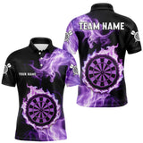 Maxcorners Custom Black And Purple Flames Dartboard Dart Men Polo Jerseys Outfits Dart Team Shirt TU1410