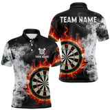 Maxcorners Custom White Smokes Red Flames Dartboard Dart Men Polo Jerseys Dart Team Shirt TU1410