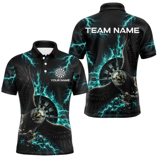 Maxcorners Thunder Teal Eagle Cracked Dartboard Dart Polo Shirts For Men Custom Team Name For Darters LM2602