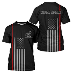 Maxcorners Custom Patriotic Pickleball T-Shirt For Men Personalized US Flag With Pickleball Lovers LM1708