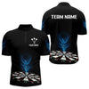 Maxcorners Men’s Darts Shirt, Colorful Dartboard With Navy Thunder Lightning Dart Arrow