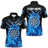 Maxcorners Custom Lightning Dragon Blue Flames Dartboard Dart Men Polo Jerseys Dart Team Shirt MT1810