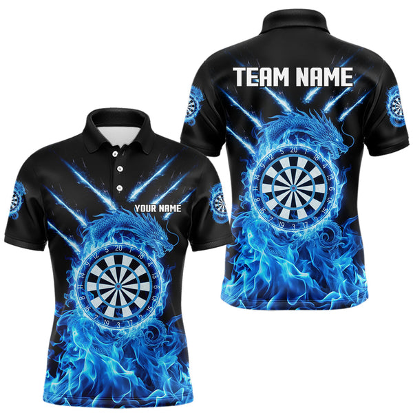 Maxcorners Custom Lightning Dragon Blue Flames Dartboard Dart Men Polo Jerseys Dart Team Shirt MT1810