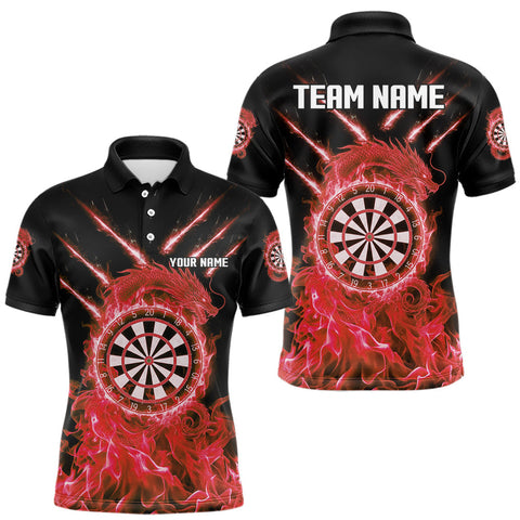 Maxcorners Custom Lightning Dragon Red Flames Dartboard Dart Men Polo Jerseys Dart Team Shirt MT1810