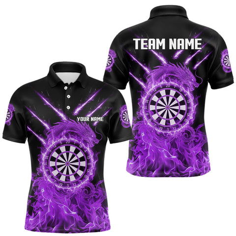 Maxcorners Custom Lightning Dragon Purple Flames Dartboard Dart Men Polo Jerseys Dart Team Shirt MT1810