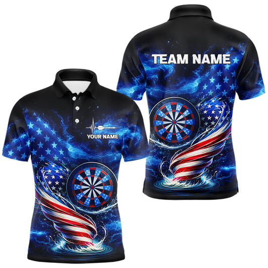 Maxcorners American Flag Dartboard Tornado Men Darts Polo Shirt Custom Patriotic Funny Dart Team Jerseys LM2201