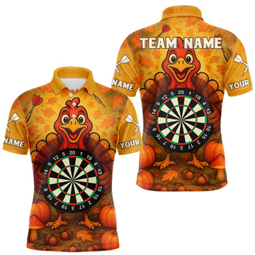 Maxcorners Custom Funny Turkey Dartboard Dart Polo Shirt For Men Autumn Thanksgiving Dart Jersey LM1903