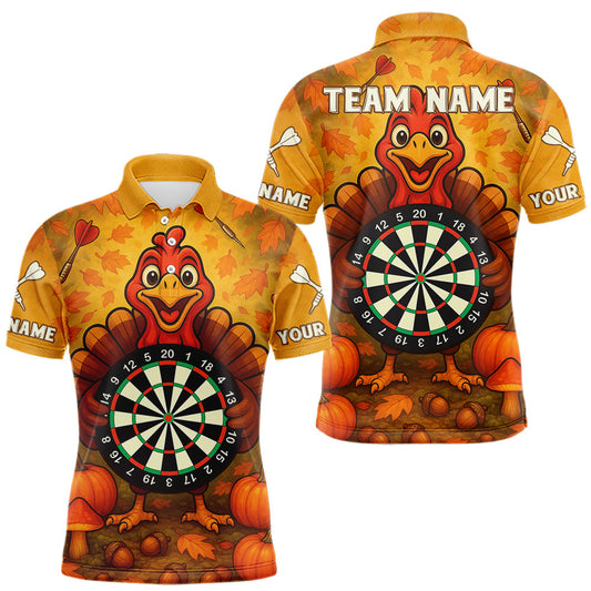 Maxcorners Custom Funny Turkey Dartboard Dart Polo Shirt For Men Autumn Thanksgiving Dart Jersey LM1903