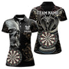 Maxcorners Personalized Grey Skull Dragon Polo & Quarter-Zip Dart Shirts For Men, Custom Dart Jerseys LM233