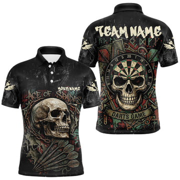 Maxcorners Graffiti Grunge Skull Darts Shirt For Men Custom Name & Team Skull Dart Outfits Jerseys LM1904