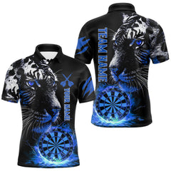 Maxcorners Blue Horror Tiger Fire Flame Dartboard Custom Men Darts Polo League Shirts Dart Jerseys
