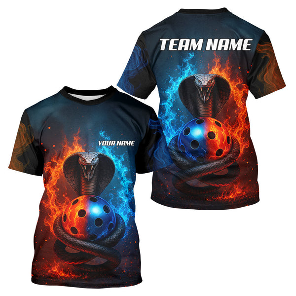 Maxcorners Custom Red And Blue Cobra Pickleball Ball T-Shirt For Men Outfits Pickleball Jersey MT2009