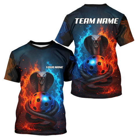 Maxcorners Custom Red And Blue Cobra Pickleball Ball T-Shirt For Men Outfits Pickleball Jersey MT2009