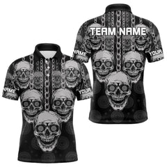 Maxcorners Custom Grey Skulls Dartboards Dart Shirts For Men, Dart Team Jerseys
