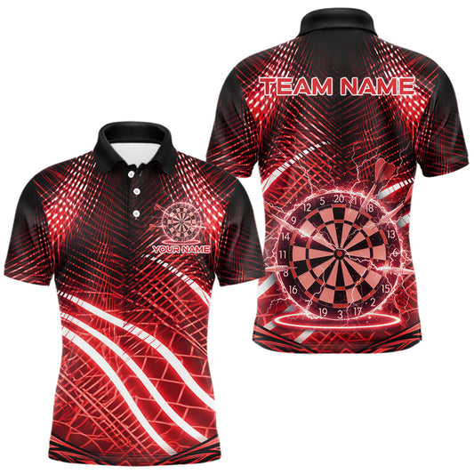 Maxcorners Black And Red Stripes Light Dartboard Custom Darts Polo Shirts Men Dart Team Jerseys LM2512