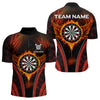 Maxcorners Persionalized Red Fire Flame Dart Boards Dart Shirts For Men, Custom Dart Jerseys LM263