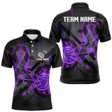 Maxcorners Lightning Purple Ribbon Dartboard Custom Breast Cancer Awareness Darts Polo Shirt For Men LM3010