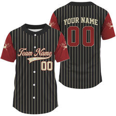 Maxcorners Custom Red-Black Pinstripe Baseball Jersey For Men Youth Baseball Jersey Personalized LM2608