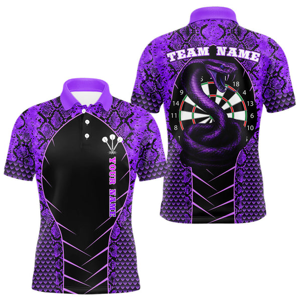 Maxcorners Custom Black And Purple Snake Pattern Cobra Dart Men Polo Shirt, Dart Jerseys LM0210