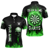Maxcorners Custom Green Fire Skull Multi-Flame Dartboard Dart Men Polo Shirts, Dart Team Jerseys LM0210