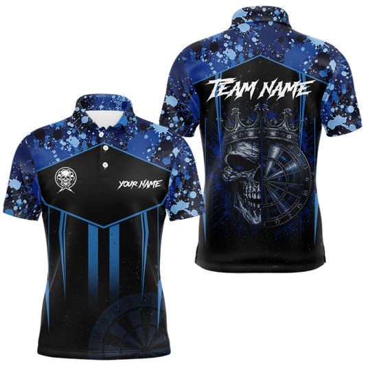 Maxcorners Crown Skull Splatter Paint Dartboard Darts Shirt For Men Custom Blue Splatter Dart Team Jerseys LM1005