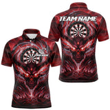 Maxcorners Lightning Red & Grey Dragon Skull Dartboard Custom Men Darts Polo Shirt, Dart Jerseys MT0111