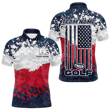 Maxcorners American Flag 250Th Anniversary Men Golf Polo Shirt Custom Splatter Patriotic Golf Tops LM0106