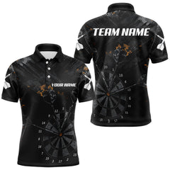 Maxcorners Black Grunge Digital Camouflage Darts Custom Dart Polo Shirt Men Dart Tournament Jerseys