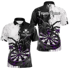 Maxcorners Personalized Black & Purple Dripping Spider Men Dart Polo Shirts Custom Dart League Jerseys
