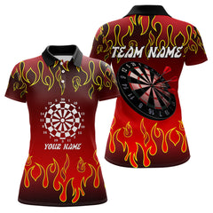 Maxcorners Custom Flame Pattern Red Dartboard Flame Dart Shirt For Men, Dart Jerseys