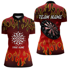 Maxcorners Custom Flame Pattern Red Dartboard Flame Dart Shirt For Men, Dart Jerseys