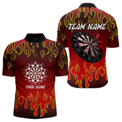 Maxcorners Custom Flame Pattern Red Dartboard Flame Dart Shirt For Men, Dart Jerseys