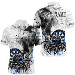 Maxcorners Personalized Dripping Black And Blue Spider Dart Polo Shirts For Men, Custom Dart Jerseys TU0212