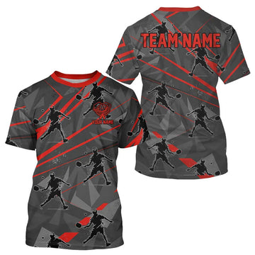 Maxcorners Custom Grey And Red Pickleball Ball Jerseys For Men Pickleball Paddle League Shirts LM0412