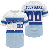 Maxcorners Custom White And Blue Baseball Ball Shirt For Men Baseball Jerseys Gift LM0910