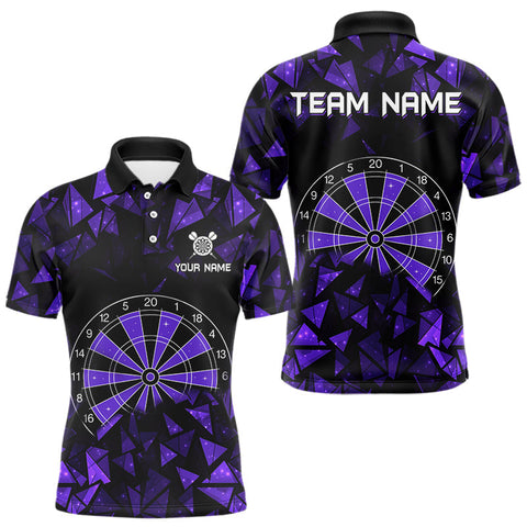 Maxcorners Custom Black & Purple Geometric Dartboard Dart Polo Shirt For Men Outfits Dart Jerseys LM0910