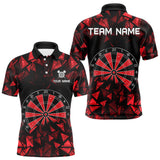 Maxcorners Custom Black & Red Geometric Dartboard Dart Polo Shirt For Men Outfits Dart Jerseys LM0910