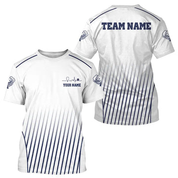 Maxcorners Custom White And Blue Stripes Pickleball League Jerseys Men Pickleball Paddle Team Shirts
