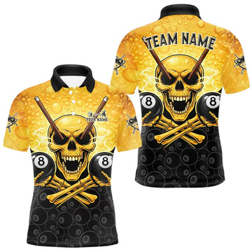 Maxcorners Funny Beer & Skull 8 Ball Pool Billiard Team Shirt For Men Custom 3D Billiard Balls Jerseys LM0901