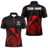 Maxcorners Custom Black And Red Grim Reaper Dartboard Dart Men Polo Shirt Outfits Dart Jerseys MT1110