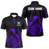 Maxcorners Custom Black And Purple Grim Reaper Dartboard Dart Men Polo Shirt Outfits Dart Jerseys MT1110