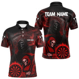 Maxcorners Custom Red Smokes Flame Dartboard Grim Reaper Dart Men Polo Jerseys Dart Team Shirt TU1410