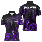 Maxcorners Custom Purple Smokes Flame Dartboard Grim Reaper Dart Men Polo Jerseys Dart Team Shirt TU1410