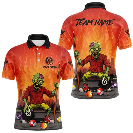 Maxcorners Skeleton Play 8 Ball Pool Men's Billiard Polo & 1/4 Zip Team Shirt Custom Funny Billiard Attire